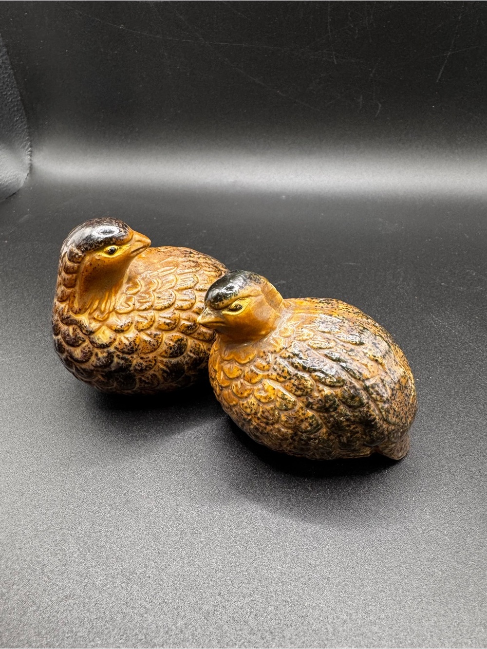 MCM Vintage Brown Quail Figurine Pair
